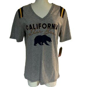 California Golden Bears T Shirt Women's Size M Gray V Neck Short Sleeve NCAA